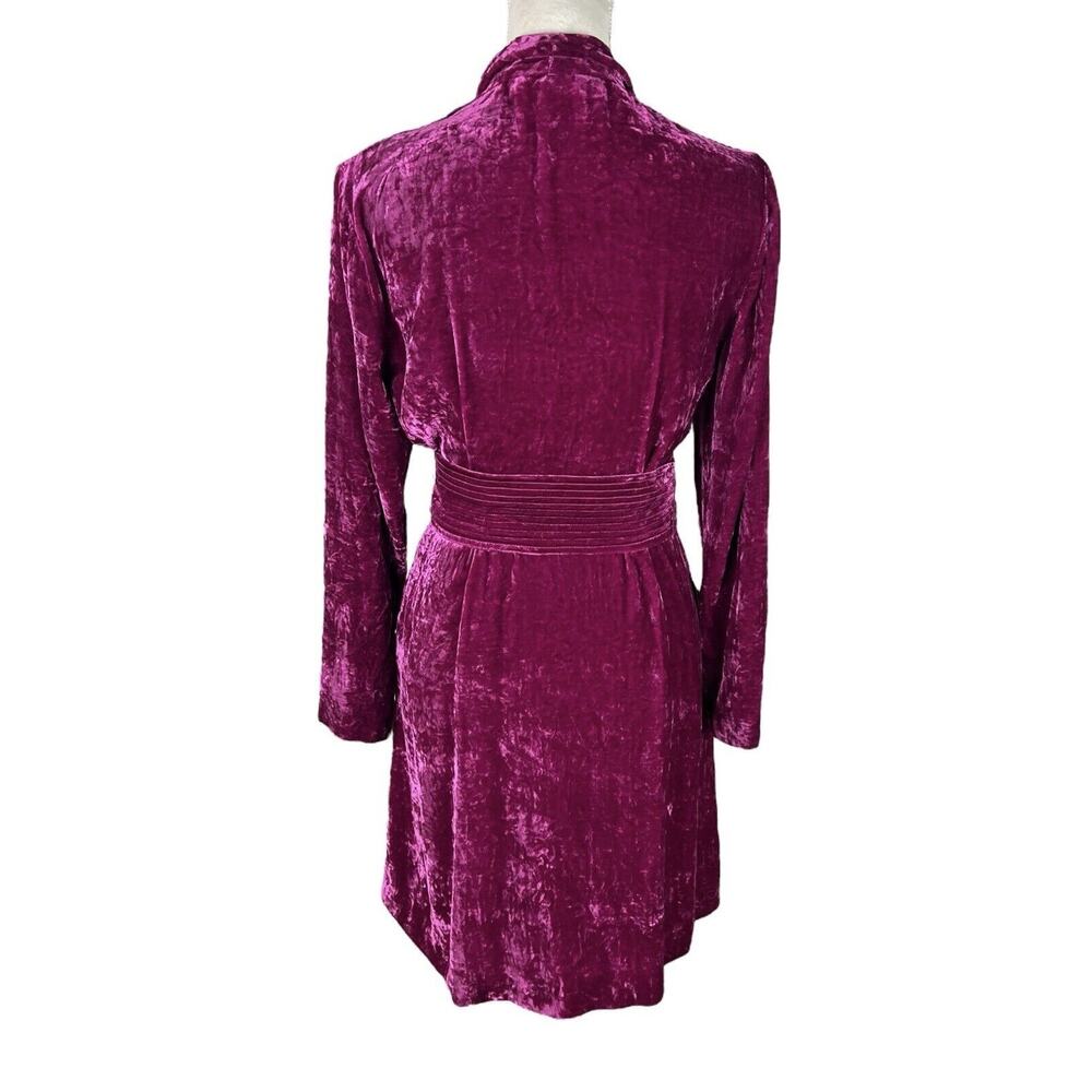 A.L.C. Kiera Pink Velvet Mini Party Cocktail Dress Deep V-Neck Belted Size 0 - Picture 4 of 7
